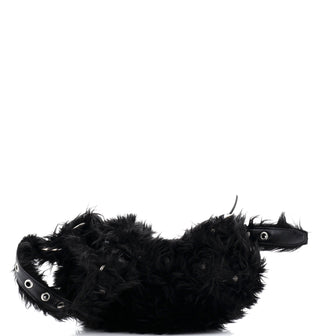 Balenciaga Le Cagole Giant Studs Shoulder Bag Faux Fur XS