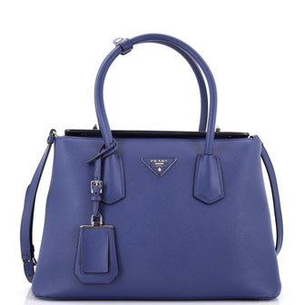 Prada Turnlock Cuir Twin Tote Saffiano Leather Small