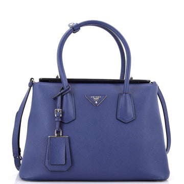 Prada Turnlock Cuir Twin Tote Saffiano Leather Small