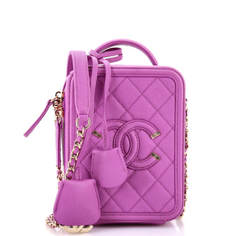 Chanel Filigree Vertical Vanity Case Quilted Caviar