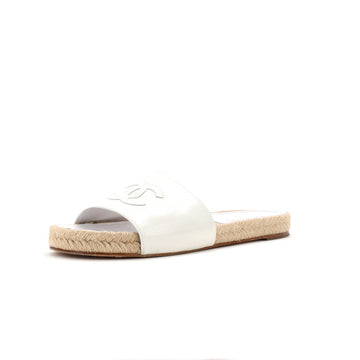 Chanel Women's CC Espadrille Slide Sandals Leather