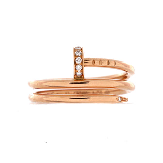 Cartier Juste un Clou Double Ring 18K Rose Gold and Diamonds Small