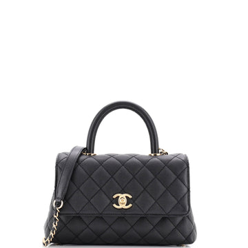 Chanel Coco Top Handle Bag Quilted Caviar Mini