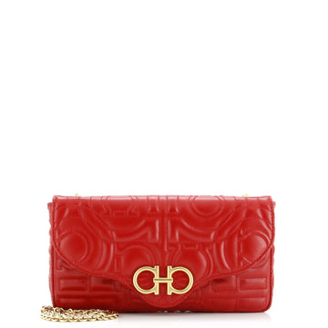 Salvatore Ferragamo Gancini Chain Wallet Gancini Quilted Leather Mini