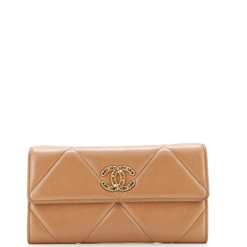 Chanel 19 Flap Wallet Quilted Lambskin Long