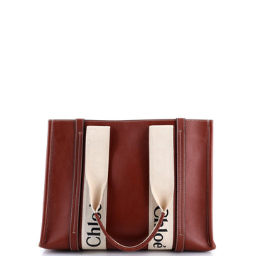 Chloe Woody Tote Leather with Canvas Medium