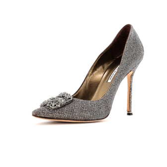 Manolo Blahnik Women's Hangisi Pumps Glitter Fabric 110