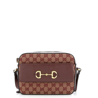 Gucci Horsebit 1955 Flap Pocket Camera Bag GG Canvas and Leather Small