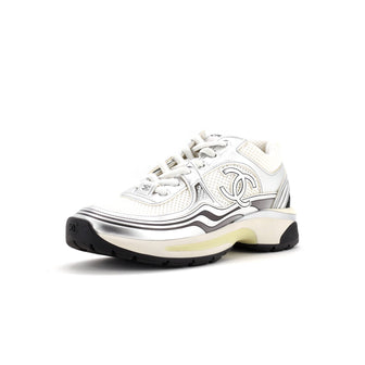 Chanel Women's CC Low-Top Sneakers Mesh and Laminated Leather