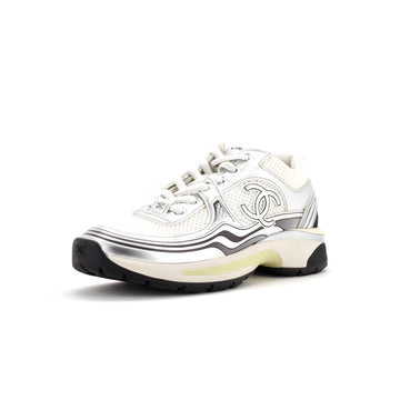Chanel Women's CC Low-Top Sneakers Mesh and Laminated Leather