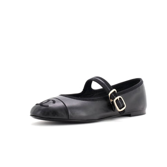 Chanel Women's CC Mary Jane Flats Embroidered Leather