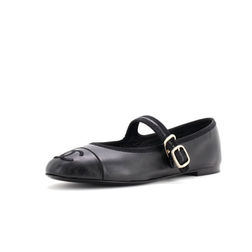Chanel Women's CC Mary Jane Flats Embroidered Leather