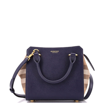 Burberry Banwell Tote Leather and House Check Canvas Mini
