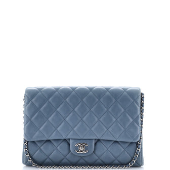 Clutch with Chain Quilted Lambskin