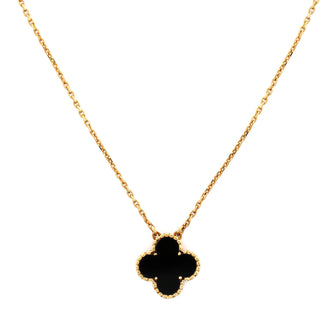 Van Cleef & Arpels Vintage Alhambra Pendant Necklace 18K Yellow Gold and Onyx