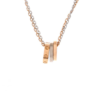 Cartier Love 3 Ring Pendant Necklace 18K Rose Gold and 18K White Gold with 6 Diamonds