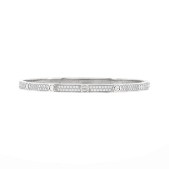 Cartier Love Bracelet 18K White Gold with Pave Diamonds Small