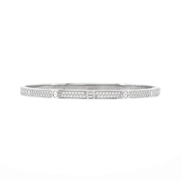 Cartier Love Bracelet 18K White Gold with Pave Diamonds Small