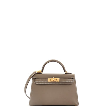 Hermes Kelly Mini II Bag Grey Madame with Gold Hardware 20
