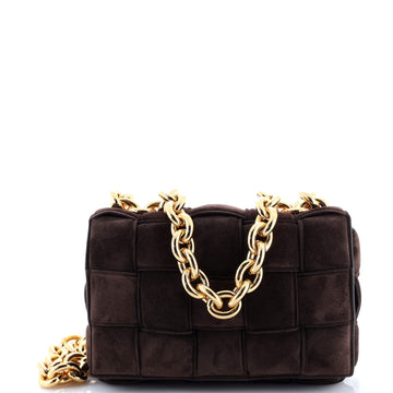 Bottega Veneta Cassette Chain Crossbody Bag Padded Maxi Intrecciato Suede