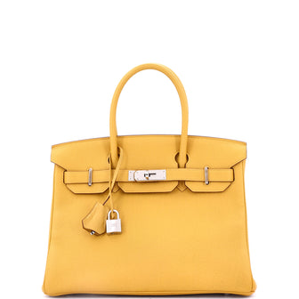 Hermes Birkin Handbag Yellow Togo with Palladium Hardware 30
