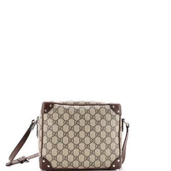 Gucci Trunk Shoulder Bag GG Coated Canvas with Studded Leather
