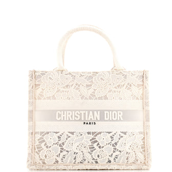 Christian Dior Book Tote Embroidered Lace Small