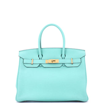 Hermes Birkin Handbag Blue Togo with Gold Hardware 30