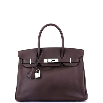 Hermes Birkin Handbag Brown Epsom with Palladium Hardware 30