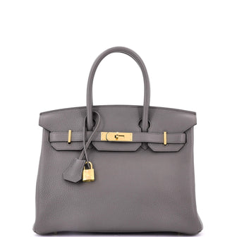Hermes Birkin Handbag Grey Togo with Rose Gold Hardware 30