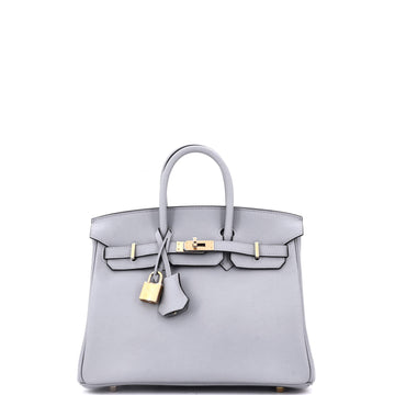 Hermes Birkin Handbag Grey Swift with Permabrass Hardware 25