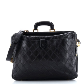 Chanel Vintage Diamond Stitch Weekender Quilted Leather Large