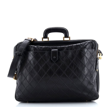 Chanel Vintage Diamond Stitch Weekender Quilted Leather Large