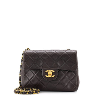 Chanel Vintage Square Classic Single Flap Bag Quilted Lambskin Mini