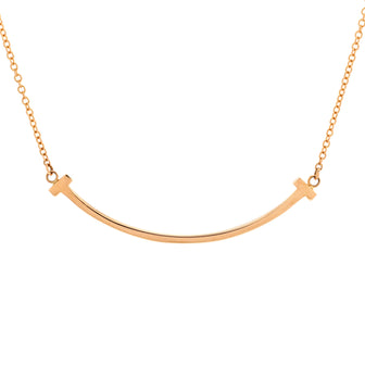 Tiffany & Co. T Smile Pendant Necklace 18K Rose Gold Small