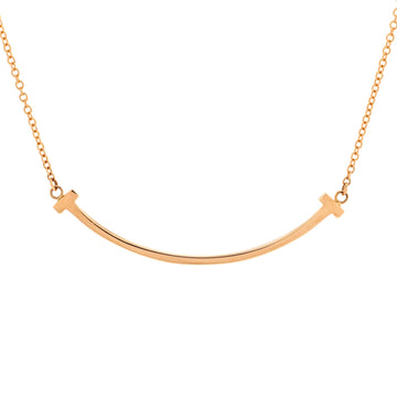 Tiffany & Co. T Smile Pendant Necklace 18K Rose Gold Small