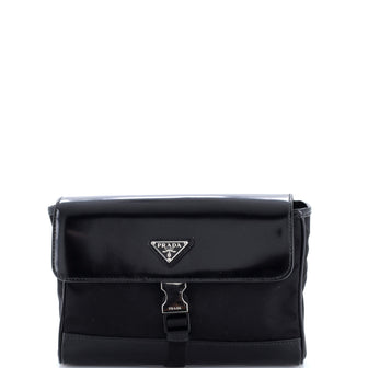 Prada Buckle Flap Crossbody Bag Re-Nylon and Leather Small