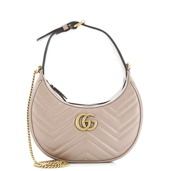 Gucci GG Marmont Half Moon Hobo Matelasse Leather Mini