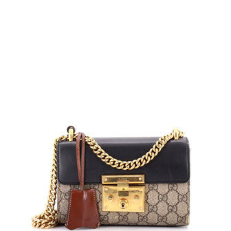 Gucci Padlock Shoulder Bag GG Coated Canvas and Leather Small