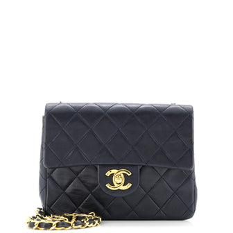 Chanel Vintage Square Classic Single Flap Bag Quilted Lambskin Mini