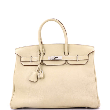 Hermes Birkin Handbag Light Clemence with Palladium Hardware 35