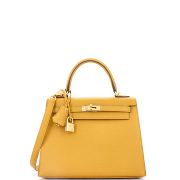 Hermes Kelly Handbag Yellow Epsom with Gold Hardware 25