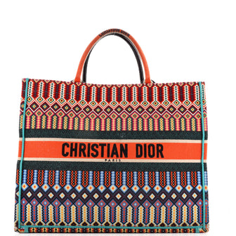 Christian Dior Book Tote Embroidered Canvas Large