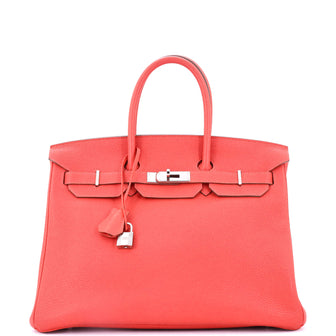 Hermes Birkin Handbag Pink Clemence with Palladium Hardware 35