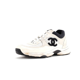 Chanel Women's CC All Over Print Low-Top Sneakers Suede