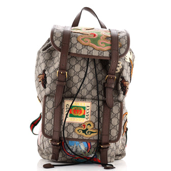 Gucci Courrier Soft Backpack GG Coated Canvas with Applique Large