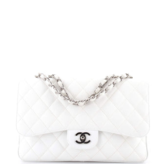 Chanel Classic Single Flap Bag Quilted Caviar Jumbo
