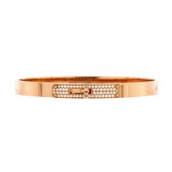 Hermes Kelly Bracelet 18K Rose Gold and Pave Diamonds Small