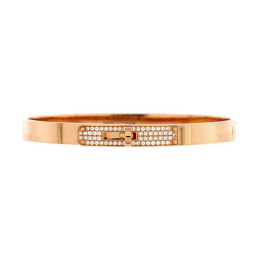 Hermes Kelly Bracelet 18K Rose Gold and Pave Diamonds Small