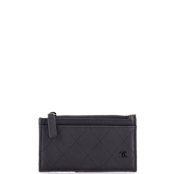 Chanel So Black CC Zip Card Holder Quilted Lambskin